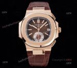 3K Factory V2 Swiss Replica 5980 Patek Philippe Nautilus Rose Gold Brown Dial Chronograph Watch